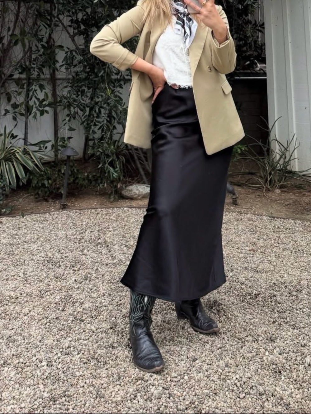 Cathy Jean Black Satin Maxi Skirt
